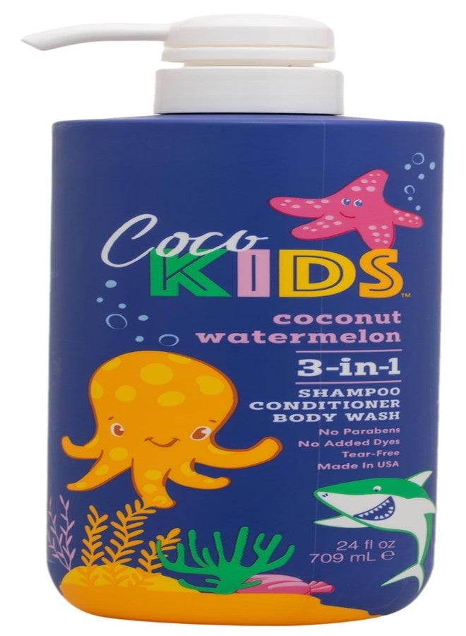 Cocomagic Watermelon 3-in-1 Shampoo, Conditioner & Body Wash – Gentle for Daily Use | Nourishing, and Refreshing for Hair & Skin, Paraben-Free, Dyes-Free, Tear-Free | Made in USA, 24 Fl Oz - Image 1